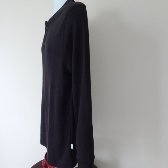 ONIA Henley Waffle Cotton Textured Knit Long Slv Deep Navy Polo Shirt Large NWT - Picture 6 of 7